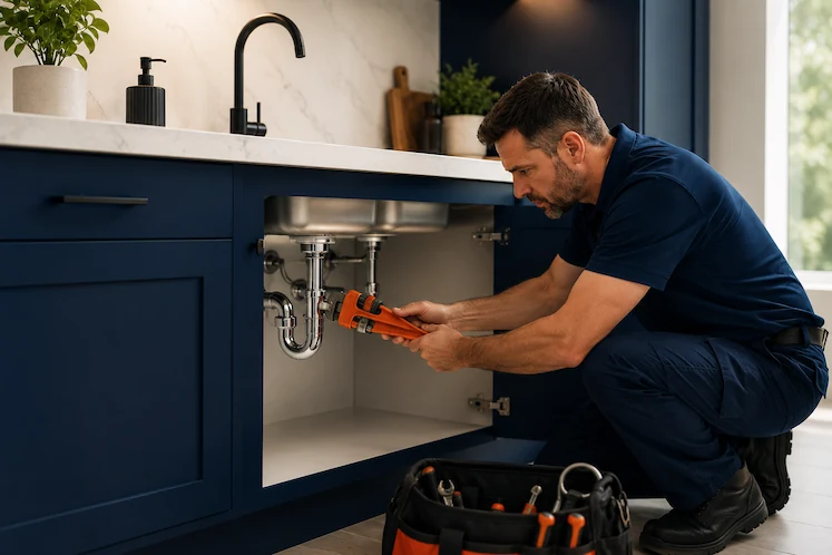 Plumber at work