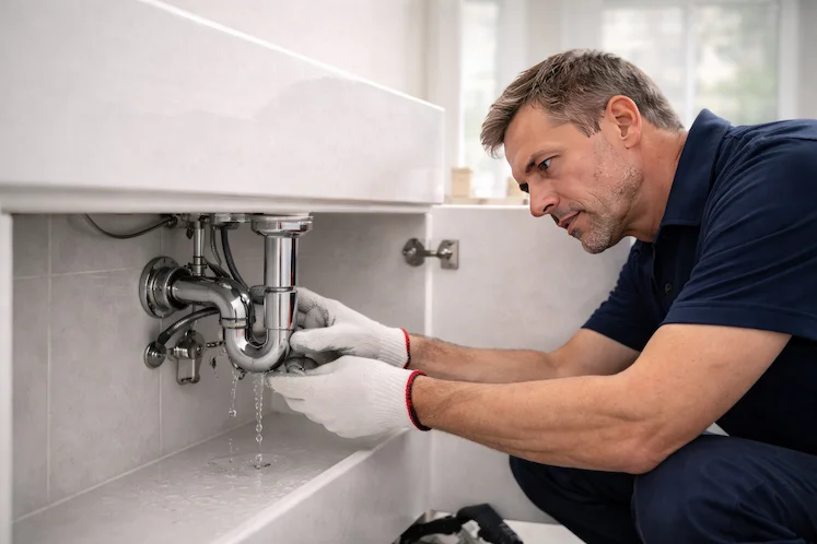 Plumber at work