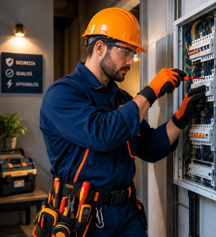 Certified electrician at work